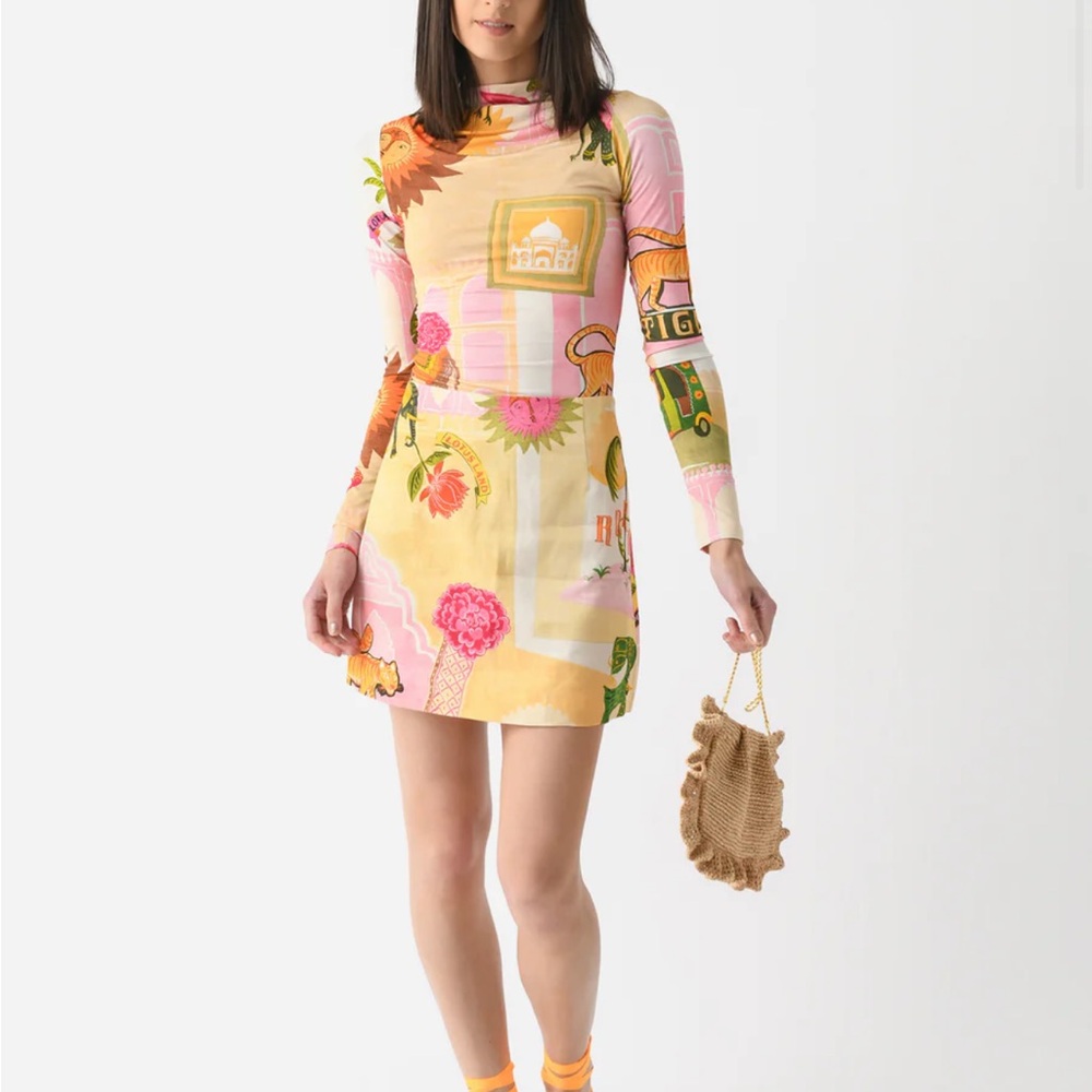 Patchwork Floral Print skirt set in Yellow and Pink